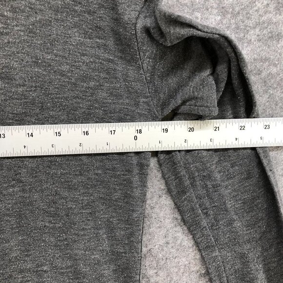 Zara Lightweight Sweater Womens S Gray Thin Knit Crewneck Elbow Patch Relaxed - Picture 11 of 12